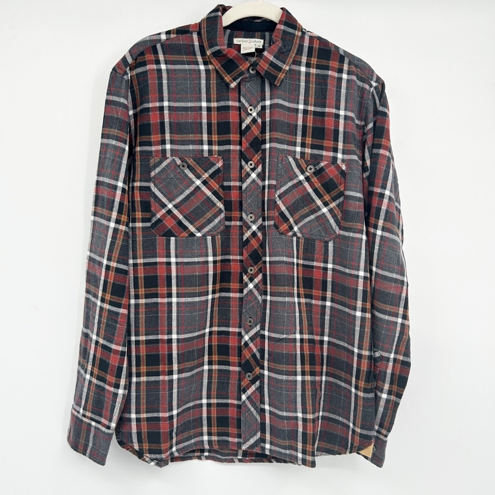 Carbon2Cobalt Mens Cabin Outdoor Workwear‎ Plaid Flannel Button Up Shirt Size M